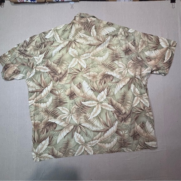 Pierre Cardin Hawaiian Shirt 3XLT Relaxed Fit Khaki Mens Short Sleeve Palm Leaf - Picture 2 of 5